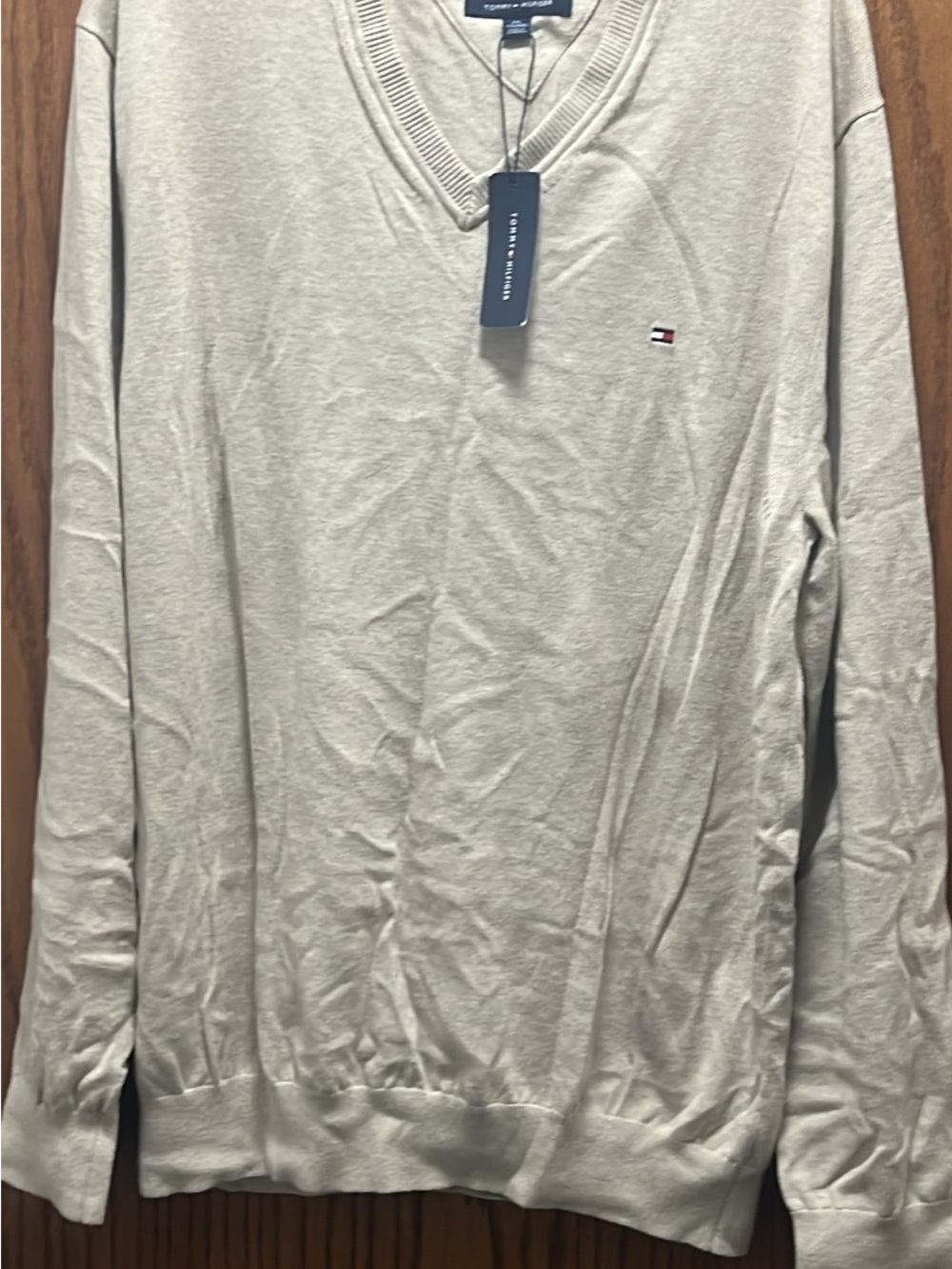 Tommy Hilfiger Men’s V-Neck Pullover Sweater - Light Tan